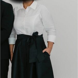 Rickie Freeman for Teri Jon
Two-Tone 3/4-Sleeve Taffeta Shirtdress Gown